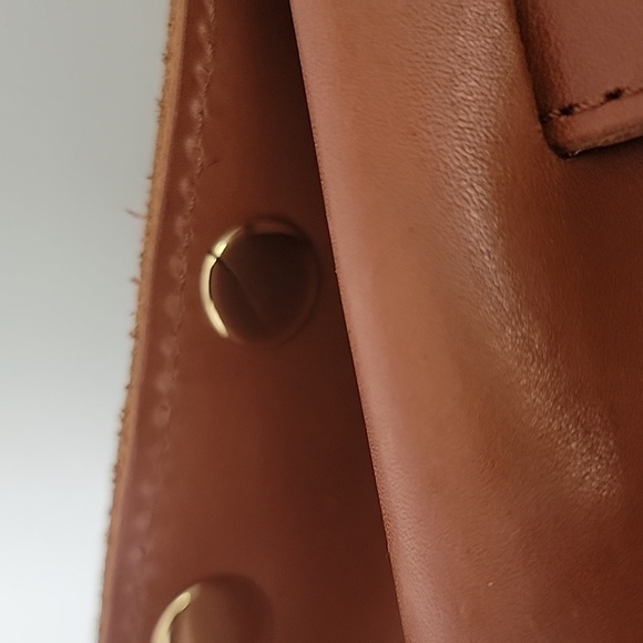 Hammitt Cognac Leather Brentwood Satchel Handbag with Gold Studs - Picture 9 of 16